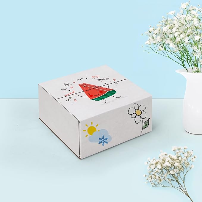 25 Pack Small Shipping Boxes 6x6x3 Inches, White Corrugated Cardboard Box for Shipping, Packing, Business, DIY