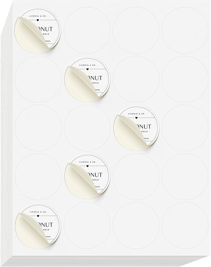 NextDayLabels - 2 Inch Round Sticker Labels for Printer - Matte White Blank Laser/Inkjet Printer Circle Stickers (500 Labels, 25 Sheets of 20)