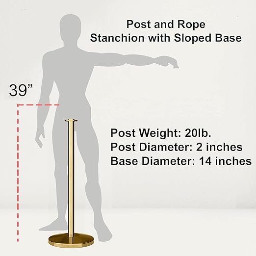 Montour Line Cline Post and Rope Stanchion, Sloped Base, (Polished Stainless Steel Post, Flat Top)