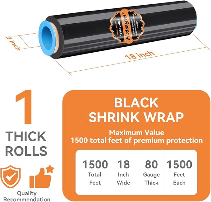 ADAYM 18" x 1500' Stretch/Shrink Wrap Roll - Plastic Wrap for Moving, Heavy Duty 80 Gauge, 600% Stretch for Packing, Pallets, Shipping&Furniture Protection with Handles