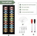 28 Pocket Hanging Wall File Organizer with 28 Name tag Pockets, File Storage Pocket Chart for Classroom and Office Use. Keeps Assignments, Files, Scrapbooks, and Papers Neatly Organized.