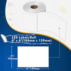 L LIKED 220 PCS 4"x6" Thermal Shipping Labels, Perforated White, Strong Adhesive Direct Thermal Labels(1 Roll), Compatible with DYMO 4XL 1744907,Zebra, Rollo, Jadens, Nelko