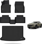 KELCSEECS® Floor Mats & Cargo Liner Custom for 2025 2024 2023 2022 2021 2020 Mazda CX-30 Only FWD All Weather Protection Waterproof TPE Floor Liners Front & Rear Row Full Set Accessories Black