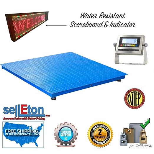 SellEton Industrial NTEP 48" x 48" Floor Scale Water Resistant Package | 5,000 Lbs X 1 Lb