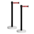 Crowd Control Warehouse CCW Set of 2 Retractable Belt Barrier Stanchion, Water Fillable Base MSH630 (11 Foot Belt, Red"Danger - Keep Out" White Letters with Black PVC Plastic Post)