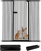 Lumizone Extra Tall Cat Gate 61.02" High Pressure Mounted Extra Wide 2025 New (17 Sizes) 1.37" Gap No Drilling Auto-Close One-Handed Operation Tall Pet Gate for Dogs(Black, 61.02" H x 55.12"-59.44" W)