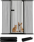 Lumizone Extra Tall Cat Gate 55.12" High Pressure Mounted Extra Wide 2025 New (17 Sizes) 1.37" Gap No Drilling Auto-Close One-Handed Operation Tall Pet Gate for Dogs(Black, 55.12" H x 55.12"-59.44" W)