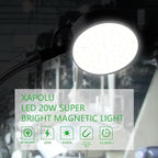 LED Magnetic Work Light with Flexible Gooseneck, 20W 2000 Lumens 6500K 110V US Plug, Machine Lathe Light with On/Off Magnetic Base for Work Bench, Sewing Machine, Lathe Workbenches