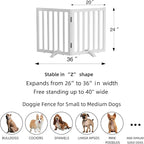 ZJSF Freestanding Indoor Dog Gate for House Foldable Wood White Puppy Gate for Doorways Pet Gate for Stairs Extra Wide Pet Fence 24" Height 2 Panels