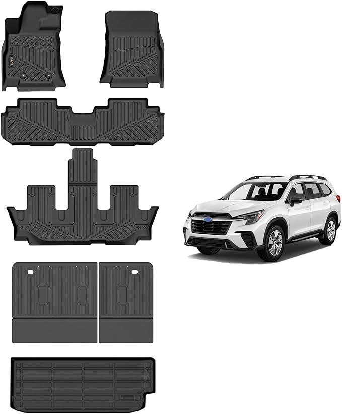 AIPOIL® Floor Mats & Cargo Liner Set for 2019-2025 Subaru Ascent 7/8 Passenge All Weather Protection TPE Anti-Slip Automotive Full Set Custom Car Mats Accessories - Black