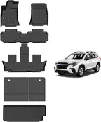 AIPOIL® Floor Mats & Cargo Liner Set for 2019-2025 Subaru Ascent 7/8 Passenge All Weather Protection TPE Anti-Slip Automotive Full Set Custom Car Mats Accessories - Black