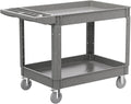 2-Tier Rolling Tool Cart,Heavy-Duty Plastic Service Cart with Lipped Shelves,550 lbs Capacity Utility Cart,46 x 26 Inch Rolling Work Carts for Garage,Salon,Kitchen,Office-Gray