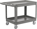 2-Tier Rolling Tool Cart,Heavy-Duty Plastic Service Cart with Lipped Shelves,550 lbs Capacity Utility Cart,46 x 26 Inch Rolling Work Carts for Garage,Salon,Kitchen,Office-Gray