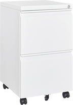 2 Drawers File Cabinet with Lock Metal Vertical File Cabient with Wheels Mobile File Cabinet for Office Home Legal/Letter/a4 Size Require Assembly (White, 2 Drawers)