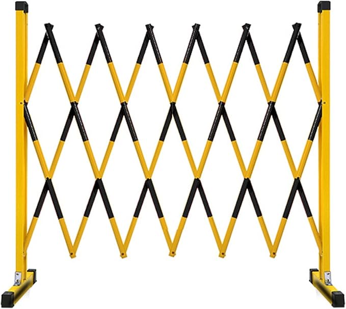 Expandable Mobile Safety Barricade - Retractable Metal Fence Stanchions with Casters, Traffic Barrier Gate for Indoor/Outdoor Use, 1.2mx2.5m (3.9ftx8.2ft) for Bus Stations