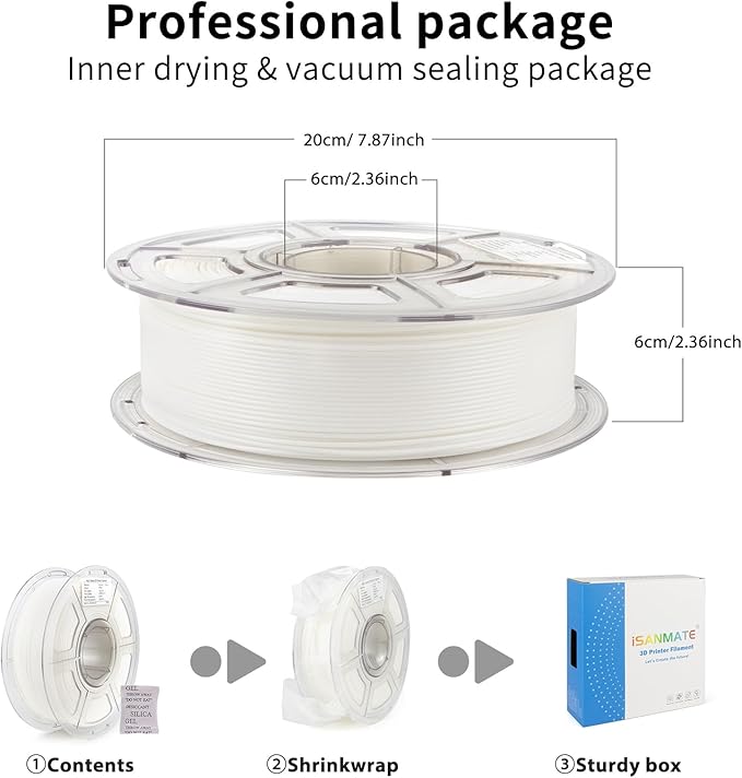iSANMATE ASA Filament 1.75mm Bundle 2KG (4.4lbs), UV & Weather Resistant 3D Printer Filament Perfect for Outdoor Functional Parts, White+White