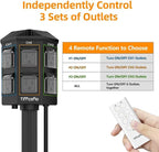 Outdoor Remote Control Power Strip, 100FT Extension Cord Waterproof, Independent Control Outlets, 6 Grounded Outlets for Outdoor Decorations, 14 AWG, 15A/1875W, ETL Listed (100 FT)