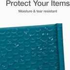 Quality Park Bubble Mailers, 4 x 8 Shipping Envelopes, Self-Seal, Small Blue Padded Envelopes, Redi-Strip Peel Off Closure, 50 Per Box (QUA85909)