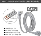 KUNCAN Appliance Power Extension Cord - 3 Prong Flat Wire SPT-3 14 AWG Heavy Duty Male to Female Extender Low Profile Grounded Cable for Major AC Unit, Air Conditioner, Refrigerator (9 Feet)