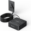 10Ft Power Strip with Surge Protector, 8 Outlets 4 USB Ports Extension Cord, Flat Plug Charging Station for Home Office Desk & College Dorm Essentials, Black