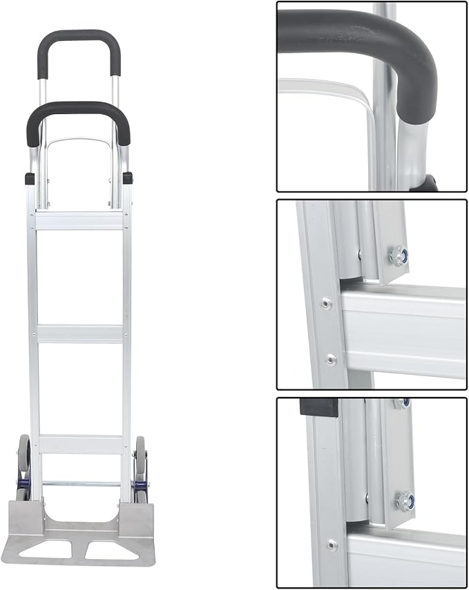 findmall Aluminum Hand Truck Dolly Climbing Trolley Double Handle 550 Lbs Load Capacity Heavy Duty Stair Climbing Cart for Shopping Moving Warehouse