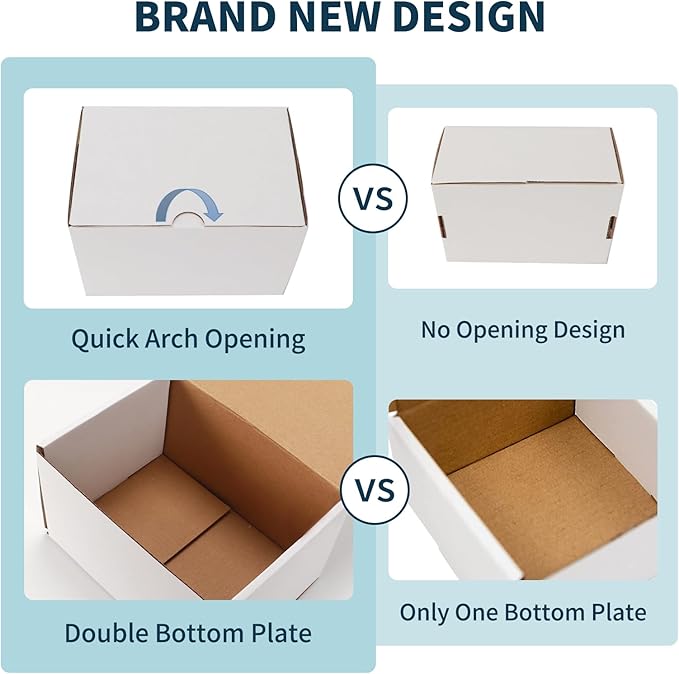 WIFTREY 50 Pack 7x5x4 Shipping Boxes for Small Business Packing, White Corrugated Cardboard Mailer Boxes for Shipping Mailing