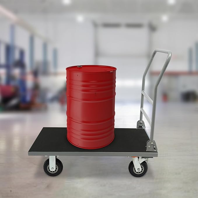 Heavy Duty Foldable Platform Truck Cart with 4 Wheels,36'' L x 24'' W Steel Rolling Flat Cart Push Cart Dolly Large Hand Truck Dolly 2200LBS Capacity Moving Hand Dolly for Groceries,Garage,Warehouse