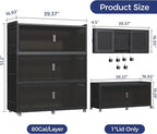 240GAL Extra Large Storage Bins with Lid, 960QT Collapsible Organizer with Wheels, Stackable Closet Cabinet with Doors, Folding Storage Containers for Home, Office, Kitchen, 3Pack Black