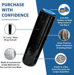 4 Rolls x 18 Inch x 1500 FT x 80 Gauge [Upgraded] Black Premium Stretch Wrap, Heavy Duty Shrink Film for Shipping, Moving, Sealing - Stronger & Thicker, Durable