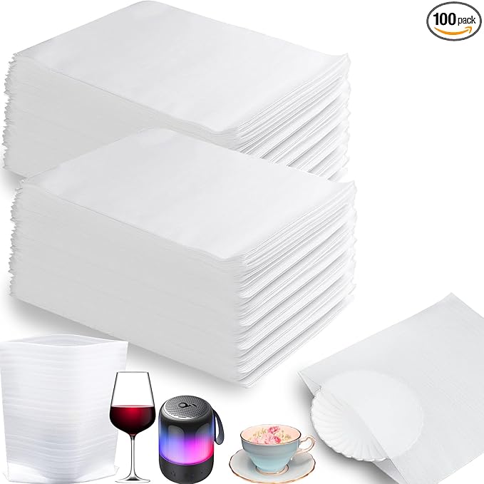100 Pack Foam Pouches, Cushion Foam Wrap Pouches for Moving and Storing, 10"x12" Foam Wrap Pouches Protect Fragile Items, Protect Mug, Glasses, China, and Dishes, Packing supplies