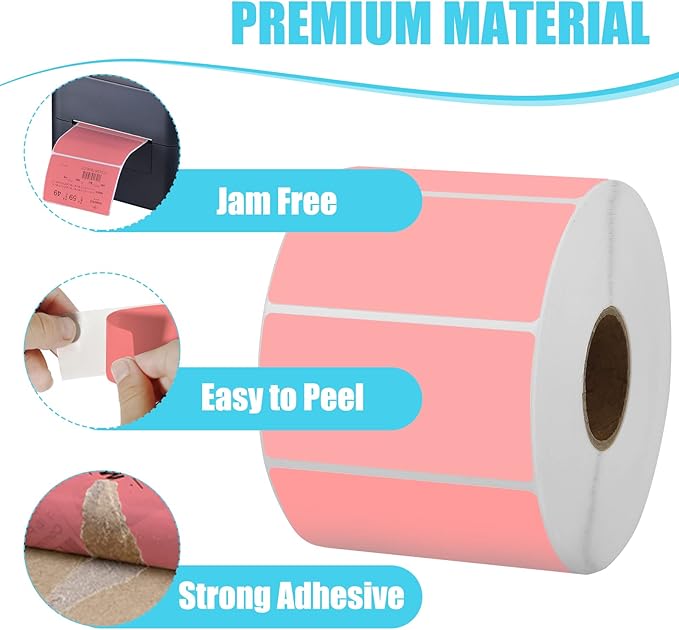 iDPRT 2.28' 1.18' Multi-Purpose Direct Thermal Labels (58mm30mm), Self-Adhesive Thermal Sticker for Address, Barcode, Compatible with iDPRT, Rollo, Zebra, etc, 1 Roll - 1000pcs, Pink
