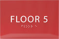 6" X4" Floor 5 Sign - ADA Compliant Tactile Graphics Grade 2 Braille Text | Wall Mount Plastic Directional Assistance, Floor Number Sign for Office, Schools, Hospitals, Apartments