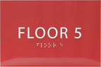6" X4" Floor 5 Sign - ADA Compliant Tactile Graphics Grade 2 Braille Text | Wall Mount Plastic Directional Assistance, Floor Number Sign for Office, Schools, Hospitals, Apartments