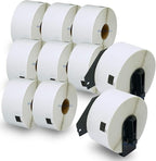 BETCKEY - Compatible Large Address Labels Replacement for Brother DK-1208 (1.4" x 3.5"), Use with Brother QL Label Printers [10 Rolls + 2 Reusable Cartridges]