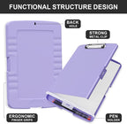 Plastic Clipboard with Storage, 8.5 x 11 Storage Organization Box Side-Opening, Heavy Duty Clip Board with Pen Holder and Paper Folder for Nurses, Teachers, Office & School Supply, Purple