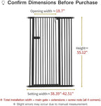 Lumizone Extra Tall Cat Gate 55.12" High Pressure Mounted Extra Wide 2025 New (17 Sizes) 1.37" Gap No Drilling Auto-Close One-Handed Operation Tall Pet Gate for Dogs(Black, 55.12" H x 38.39"-42.51" W)