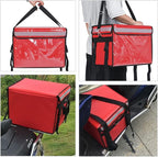 Red Insulated Bags For Food Delivery XL - 18.1" x 13.8" x 13.8", Commercial Insulated Food Delivery Bag w/ Divider, Waterproof & Foldable Catering Bag Food Deliveries, Delivery Pizza Bags 12 Inches