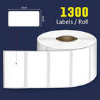 L LIKED 2" x 1" Direct Thermal Labels, Permanent Adhesive Barcode Adress Labels & Compatible with Rollo, Zebra and Other Desktop Printers (1 Roll, 1300 Labels)
