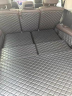 Full Coverage Trunk Cargo Liner for Mercedes GLS Class 2+2+2 Seater Rear Cargo Mat+Backrest Mat+Both Sides Panel Replacement Trunk Cover for Mercedes GLS Accessories(Black w/Black Stitching)