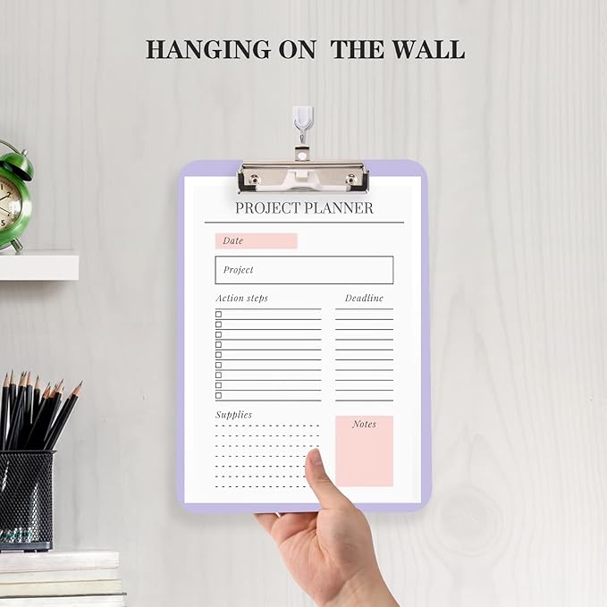 1 PCS Purple Clipboard with Pen Holder, Standard A4 Letter Size,Nursing Clip Boards 8.5x11 Heavy Duty, Low Profile Clipboards for Women Kids Teacher, School Office Home Work