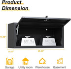 Metal Wall Cabinet with Up-flip Door, Lockable Steel Wall Mounted Storage Cabinet, Floating Tool Cabinet for Garage, Workshop, Warehouse, Kitchen, Bathroom, Assembly Required (Black 13.58"H)