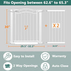 Fairy Baby 62.6"-65.3" Extra Wide Press Mounted Baby Gate Indoor for Kids Or Pets Walk Thru No Drill Long Dog Gates for The House Doorway Child Safety Gate