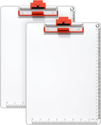 Clipboards with Pen Holder A4 Size 12.5x9 Inch Aluminum Protection Clip Board for Classrooms, Offices, School, Doctor, Coaches [Upgraded Clip] [White-Red, 2 Pack]