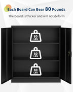 GAOMON Metal Storage Cabinet, Heavy Duty Steel Cabinet with Lockable Doors, Adjustable Shelves, Rust Resistant, Compact Garage Cabinet for Office, Workshop or Home, Easy Assembly, 35", Black