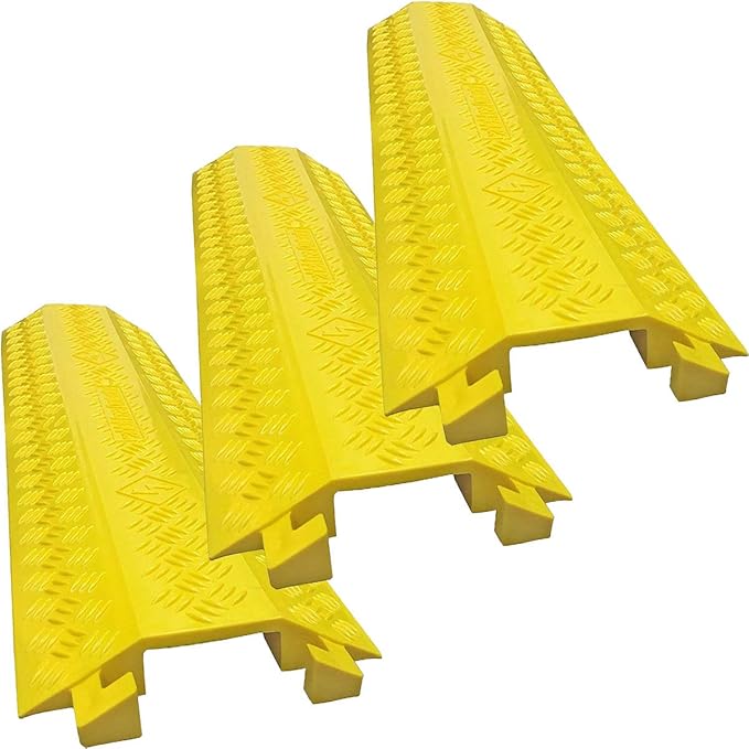 Electriduct Drop Trak Cable & Hose Protector Cord Cover - Medium - Yellow - 3 Pack