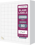 NextDayLabels – 1" x 1" Square Sticker Labels for Printer - White Laser/Inkjet Printer Labels Return Address Labels Shipping Label Stickers (250 Sheets, 80 Per Sheet, 20000 Labels)