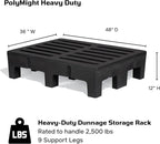 PolyMight Heavy-Duty Plastic Poly Dunnage Rack for Warehouses and Commercial Industrial Storage 48" x 36" x 12" with 2500 lb Capacity | For Wareshouse, Storage, and Merchandising
