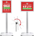 Pedestal Sign holder Stand 8.5x11inch Adjustable Standing Floor Sign Stand with Heavy Base & Snap Frame Display Stand for Indoor Outdoor Business Store Sign Holder Poster Stand (Silver)