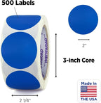 ChromaLabel 2 Inch Round Label Removable Color Code Dot Stickers, High Visibility for Warehouse Inventory, 500 Labels per Roll, Dark Blue