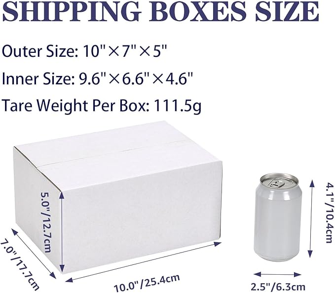 25 Pack Shipping Boxes 10x7x5 Inches, White Corrugated Cardboard Mailing Box for Packing, Mailing, Small Business